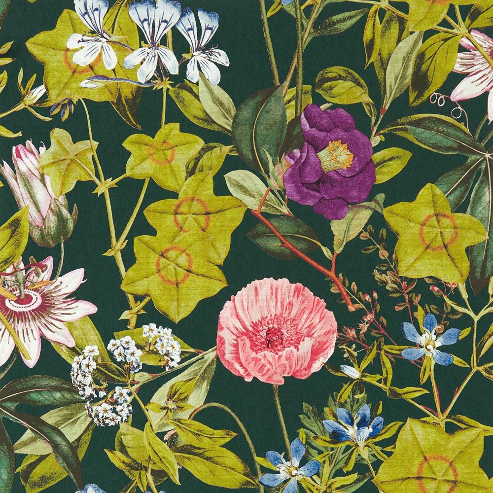 Passiflora Wallpaper W0143 02 by Clarke and Clarke in Emerald Green